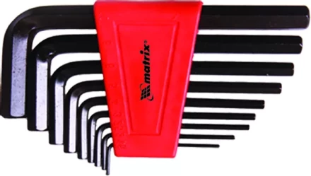 Набор ключей шестигранных имбусовых HEX, 2,0–12 мм, CrV, 9 шт., оксидированные  MATRIX 11222 купить в Муравленко