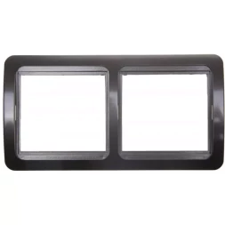 Панель СВЕТОЗАР &quot;ГАММА&quot; накладная, горизонтальная, цвет темно-серый металлик, 2 гнезда SV-54146-DM