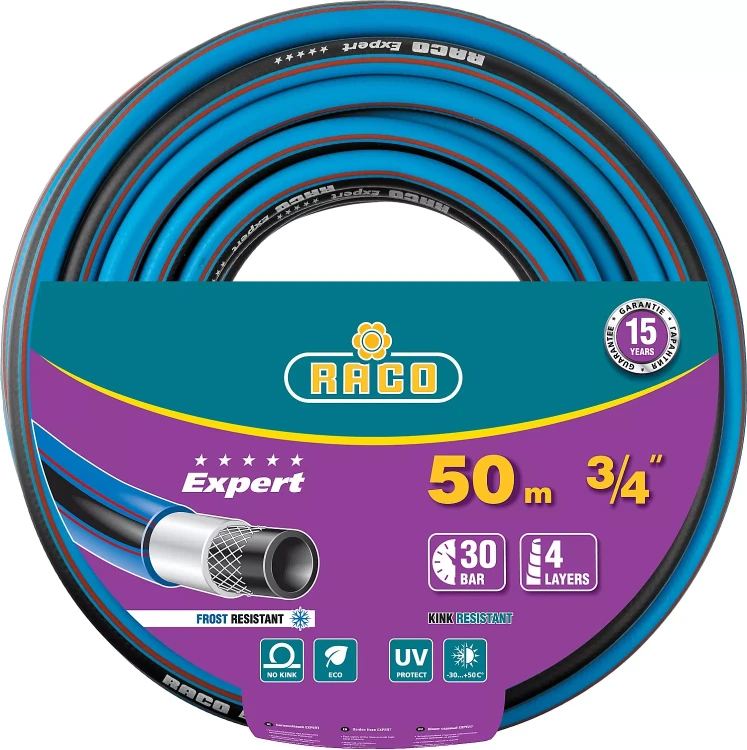 Шланг RACO "EXPERT" поливочный, 30атм., армированный, 3-х слойный, 3/4"x50м 40302-3/4-50 купить в Муравленко