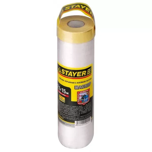 Пленка STAYER "PROFESSIONAL" защитная с клейкой лентой "МАСКЕР", HDPE, 9мкм, 2,1х15м 12255-210-15 купить в Муравленко