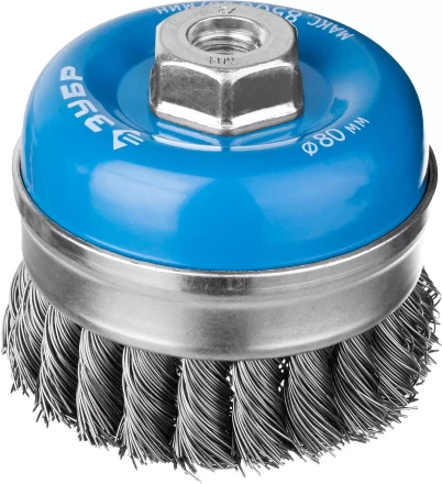 ЗУБР &quot;ПРОФЕССИОНАЛ&quot;. Щетка чашечная усиленная для УШМ, плетеные пучки стальной проволоки 0,5мм, 80ммхМ14 3527-080_z02 купить в Муравленко