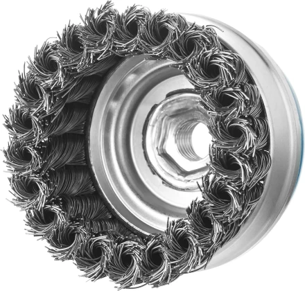 ЗУБР &quot;ПРОФЕССИОНАЛ&quot;. Щетка чашечная усиленная для УШМ, плетеные пучки стальной проволоки 0,5мм, 80ммхМ14 3527-080_z02 купить в Муравленко