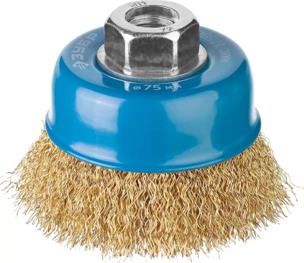 ЗУБР &quot;ПРОФЕССИОНАЛ&quot;. Щетка чашечная для УШМ, витая латунированная стальная проволока 0,3мм, 75ммхМ14 3526-075_z02 купить в Муравленко