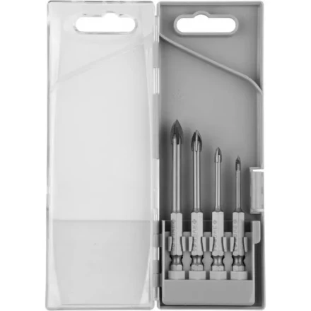 Набор ЗУБР &quot;ПРОФЕССИОНАЛ&quot;: Сверла по кафелю, керамике, с четырьмя режущими лезвиями 3, 4, 6, 8 мм, 4 шт 29845-H4_z01 купить в Муравленко