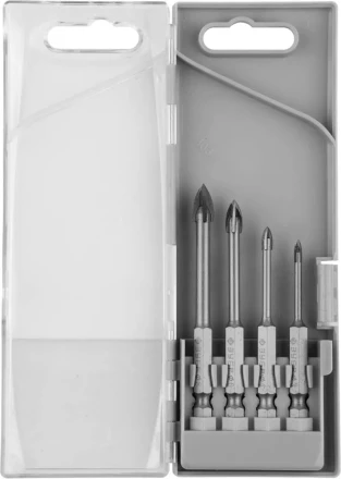 Набор ЗУБР &quot;ПРОФЕССИОНАЛ&quot;: Сверла по кафелю, керамике, с четырьмя режущими лезвиями 3, 4, 6, 8 мм, 4 шт 29845-H4_z01 купить в Муравленко