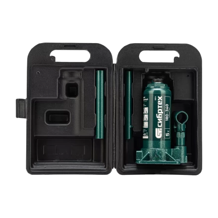 Домкрат гидравлический бутылочный Сибртех 50814, 5 т, 180-340 мм, в пласт. кейсе купить в Муравленко