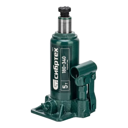 Домкрат гидравлический бутылочный Сибртех 50814, 5 т, 180-340 мм, в пласт. кейсе купить в Муравленко