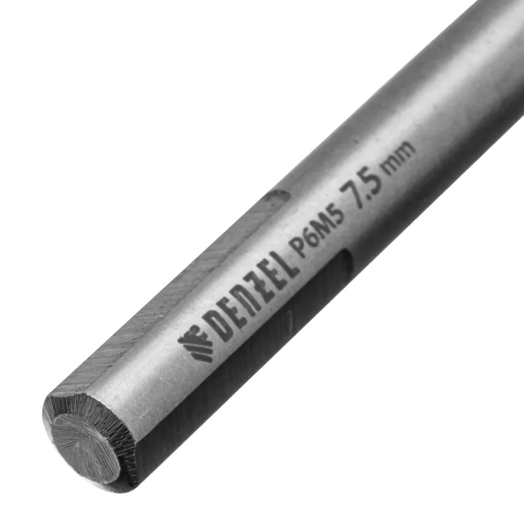 Сверло спиральное по металлу Denzel 7,5 x 109мм, Р6М5, Golden Tip, многогранная заточка, 718281 купить в Муравленко