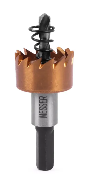 HSS-TiN коронка MESSER  22мм с центр. сверлом и толкающей пружиной для  лист. материала  до 2 мм ц/х купить в Муравленко