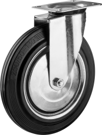 Колеса поворотные из литой резины с металлическим диском серия ПРОФЕССИОНАЛ