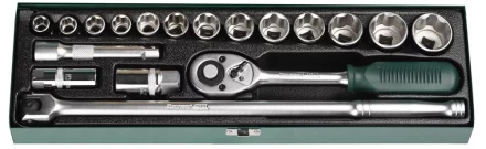 Набор торцовых головок KRAFTOOL &quot;INDUSTRIE QUALITAT&quot; (1/2&quot;) универсальный, Cr-V, металлический кейс, 18 предметов 27892-H18 купить в Муравленко