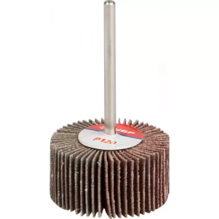 Круг шлифовальный ЗУБР &quot;МАСТЕР&quot; веерный лепестковый, на шпильке, тип КЛО, зерно-электрокорунд нормальный, P120, 15х30мм 36600-120 купить в Муравленко
