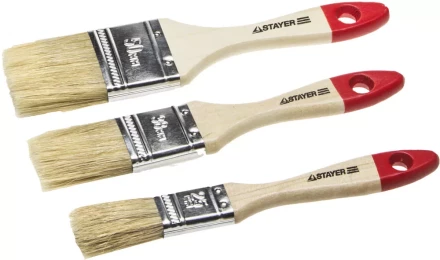 Набор STAYER &quot;STANDARD&quot; &quot;UNIVERSAL&quot;: Кисти, светлая натуральная щетина, деревянная ручка, 3шт: 25, 38, 50мм 0161-H3_z01 купить в Муравленко