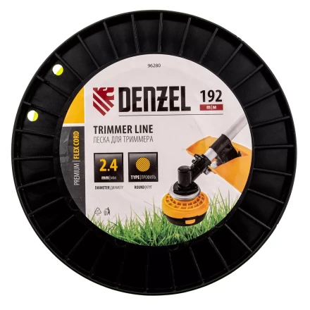 Леска для триммера круглая Denzel, 2,4мм х 192м, на DIN катушке FLEX CORD, 96280 купить в Муравленко
