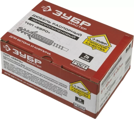 Дюбель ЗУБР "МАСТЕР" распорный полипропиленовый, тип "ЕВРО", в комплекте с шурупом-крюком, 8 х 40 /  5 х 57 мм, 100 шт 30675-08-40 купить в Муравленко