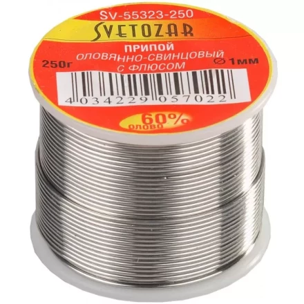 Припой СВЕТОЗАР оловянно-свинцовый, 60% Sn / 40% Pb, 250гр SV-55323-250 купить в Муравленко