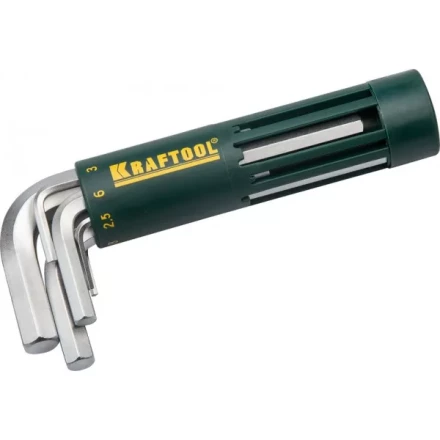 Набор KRAFTOOL: Ключи имбусовые короткие, Cr-Mo сталь, держатель-рукоятка, HEX 2-10мм, 8 пред 27430-1_z01 купить в Муравленко