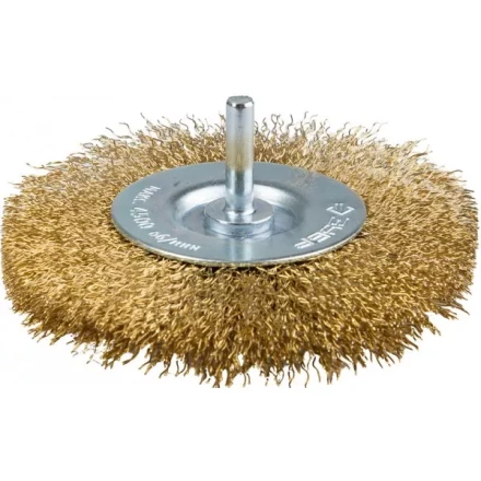 ЗУБР &quot;ЭКСПЕРТ&quot;. Щетка дисковая для дрели, двухрядная, витая латунированная стальная проволока 0,3мм, 100мм 3520-100-2_z01 купить в Муравленко