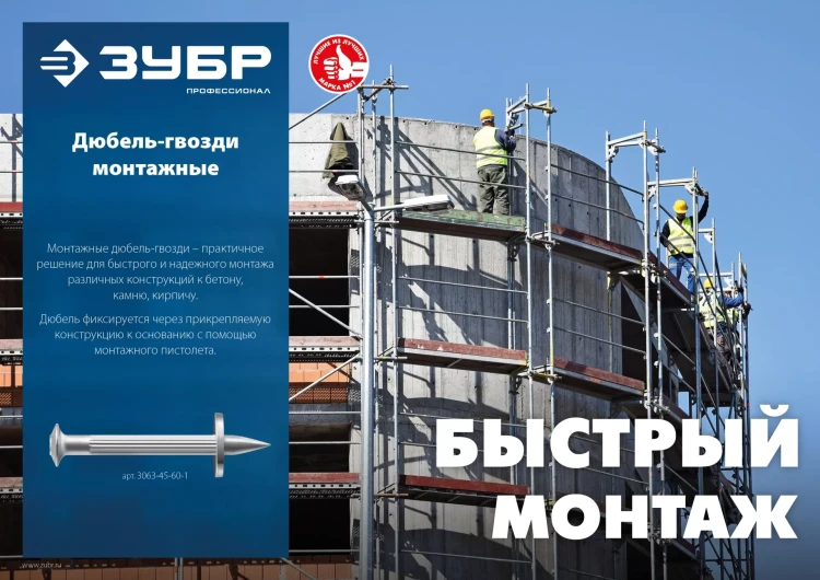 ЗУБР ДГМ, 50 x 4.5 мм, цинк, 1 кг, монтажный дюбель-гвоздь , Профессионал (3063-45-50-1) купить в Муравленко