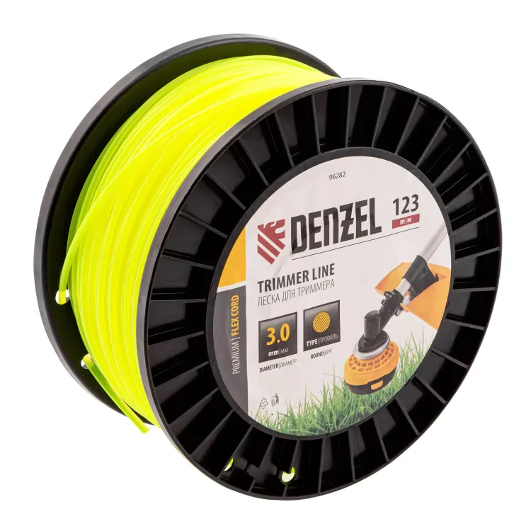 Леска для триммера круглая Denzel, 3,0мм х 123м, на DIN катушке FLEX CORD, 96282 купить в Муравленко