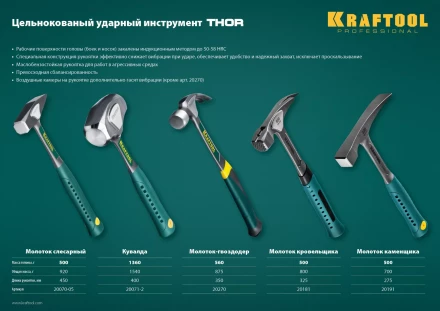 Молоток каменщика цельнокованый THOR 20191 купить в Муравленко