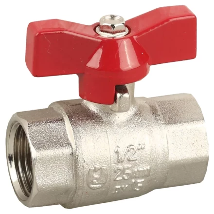 Кран ЗУБР шаровой 3/4&quot; полнопроходной &quot;мама-мама&quot;, бабочка, никелированная латунь 51353-N-3/4 купить в Муравленко