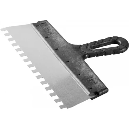 Шпатель ЗУБР &quot;МАСТЕР&quot; ФАСАДНЫЙ, нержавеющее полотно, 300мм, зуб 10х10мм 10078-30-10 купить в Муравленко