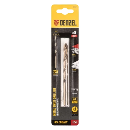 Сверло по металлу, 8 мм, HSS Co-8%// Denzel 71454 купить в Муравленко