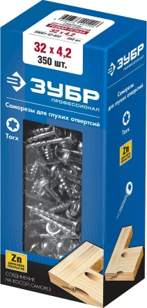 ЗУБР 32 х 4.2 мм, редкая резьба, ТХ20, цинк, 350 шт, саморез для глухих отверстий, Профессионал (30081-42-032) купить в Муравленко