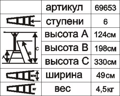 Стремянка алюминиевая Энкор 6 ступеней 69653 купить в Муравленко