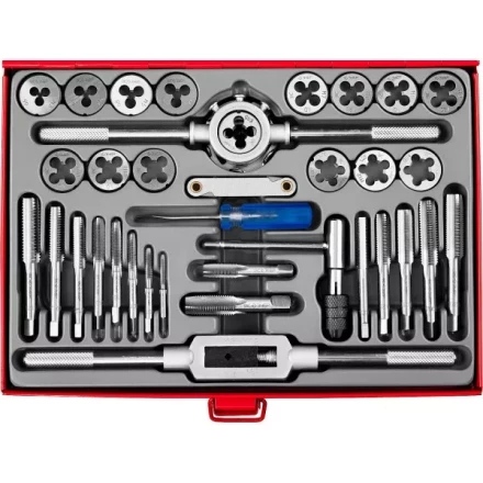 Набор ЗУБР &quot;ЭКСПЕРТ&quot; с металлореж. инструментом, метчики однопроходные и плашки М3-М12, оснастка-в метал. боксе, 35пред. 28117-H35 купить в Муравленко