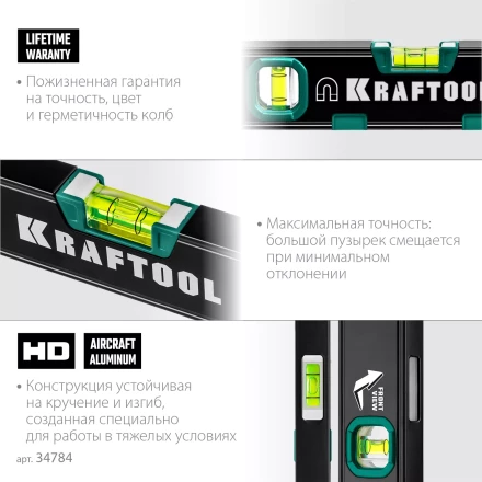 Профессиональный магнитный уровень с зеркальным глазком KRAFTOOL 34784 купить в Муравленко