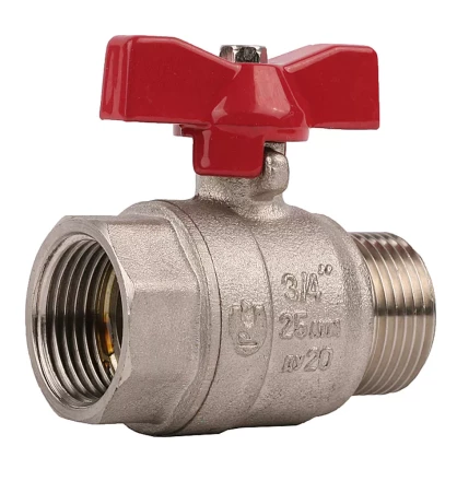 Кран ЗУБР шаровой 3/4&quot; полнопроходной &quot;мама-папа&quot;, бабочка, никелированная латунь 51354-N-3/4 купить в Муравленко