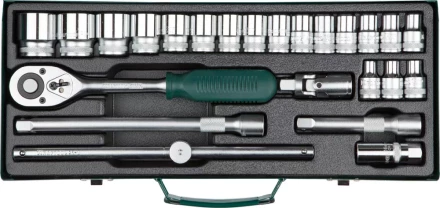 Набор торцовых головок KRAFTOOL &quot;INDUSTRIE QUALITAT&quot; (1/2&quot;) универсальный, Cr-V, металлический кейс, 24 предмета 27892-H24_z01 купить в Муравленко