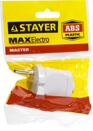 Вилка MAXElectro электрическая, 6А/220В, белая, STAYER 55150-W купить в Муравленко