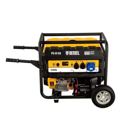 Генератор бензиновый PS 55 EA, 5.5 кВт, 230 В, 25 л, коннектор автоматики 5 PIN, электростартер Denzel 9468743 купить в Муравленко