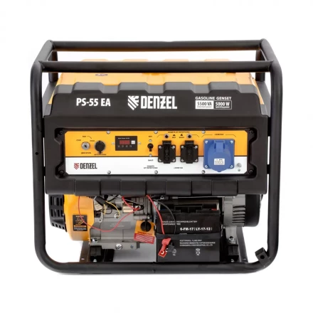 Генератор бензиновый PS 55 EA, 5.5 кВт, 230 В, 25 л, коннектор автоматики 5 PIN, электростартер Denzel 9468743 купить в Муравленко