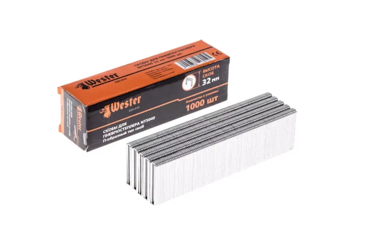 Скобы для степлера WESTER 826-019 32 мм, тип 18GA, 1000 шт. купить в Муравленко
