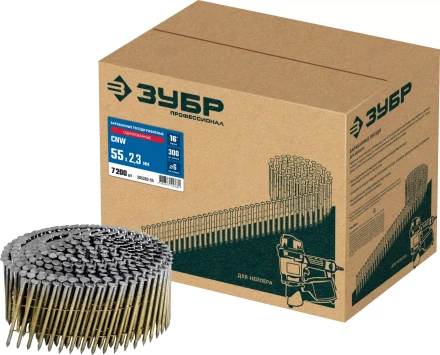 ЗУБР CNW 55 х 2.3 мм, барабанные гвозди рифленые оцинкованные, 7200 шт (305383-55) купить в Муравленко