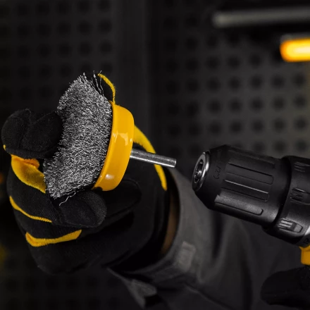 Щетка для дрели Denzel, 75 мм, Чашка, со шпилькой, нержавеющая витая проволока, 744773 купить в Муравленко