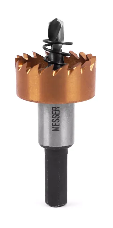HSS-TiN коронка MESSER  26мм с центр. сверлом и толкающей пружиной для  лист. материала  до 2 мм ц/х купить в Муравленко