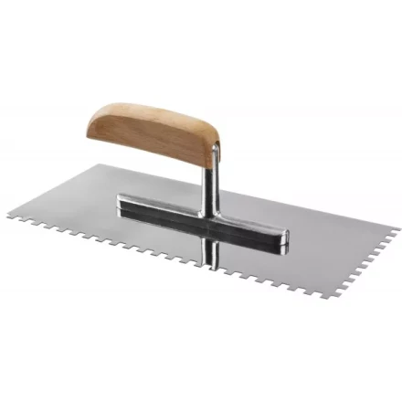 Гладилка нержавеющая ЗУБР &quot;ПРОФЕССИОНАЛ&quot; с деревянной ручкой, зубчатая, 6х6мм, 130х280мм 0806-06_z01 купить в Муравленко