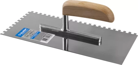 Гладилка нержавеющая ЗУБР &quot;ПРОФЕССИОНАЛ&quot; с деревянной ручкой, зубчатая, 6х6мм, 130х280мм 0806-06_z01 купить в Муравленко