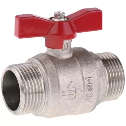 Кран ЗУБР шаровой 3/4&quot; полнопроходной &quot;папа-папа&quot;, бабочка, никелированная латунь 51355-N-3/4 купить в Муравленко