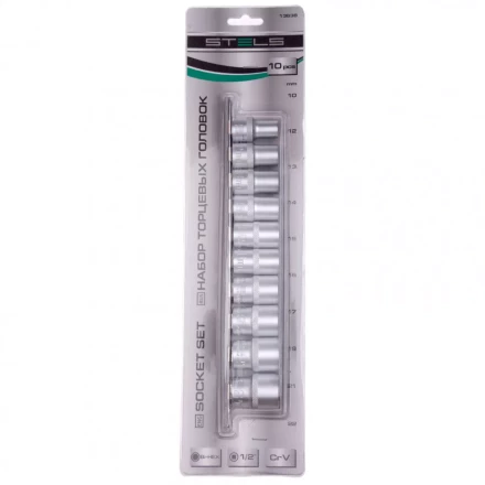 Набор торцевых головок 1/2 двенадцатигранные CrV 10 шт 10-24 мм Stels 13638 купить в Муравленко