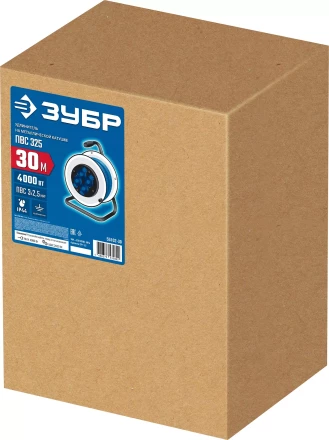 ЗУБР ПВС-325, ПВС, 3 x 2.5 мм2, 30 м, 4000 Вт, IP44, силовой удлинитель на стальной катушке, Профессионал (55102-30) купить в Муравленко