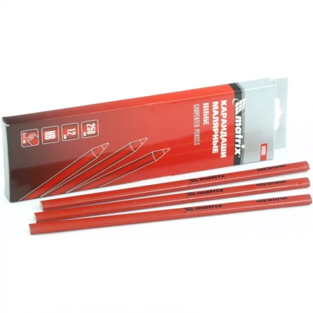 Карандаши малярные овальные для твердых поверхностей 250мм коробка 12штук MATRIX 84811 купить в Муравленко