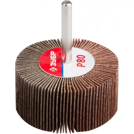 Круг шлифовальный ЗУБР &quot;МАСТЕР&quot; веерный лепестковый, на шпильке, тип КЛО, зерно-электрокорунд нормальный, P80, 30х60мм 36602-080 купить в Муравленко
