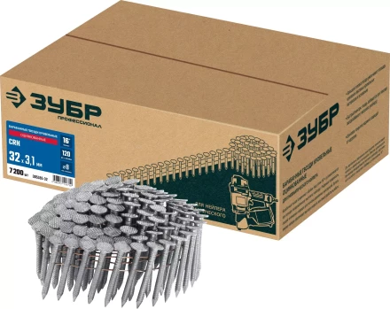 ЗУБР CRN 32 х 3.1 мм, барабанные гвозди кровельные оцинкованные, 7200 шт (305385-32) купить в Муравленко