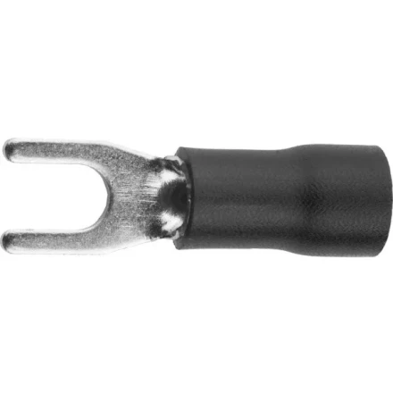 Наконечник СВЕТОЗАР для кабеля, изолированный, с вилкой, черный, вн. d 4,3мм, под болт 6мм, провод 2,5-4мм2, 37А, 10шт 49420-40 купить в Муравленко